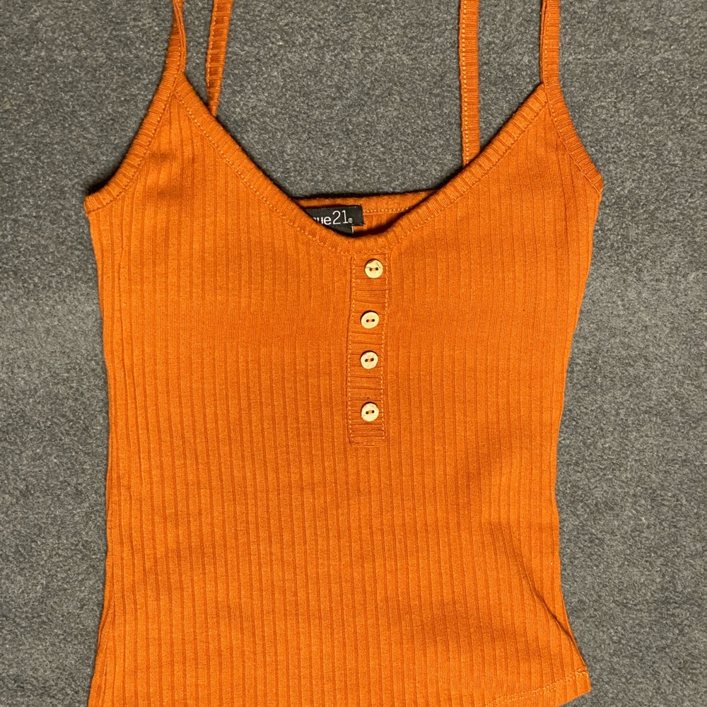 Rue21 Women's Orange Ribbed Tank Top